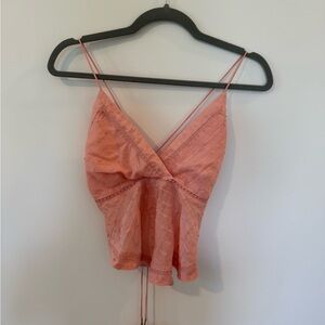 Free People Peach Tie Back Tank